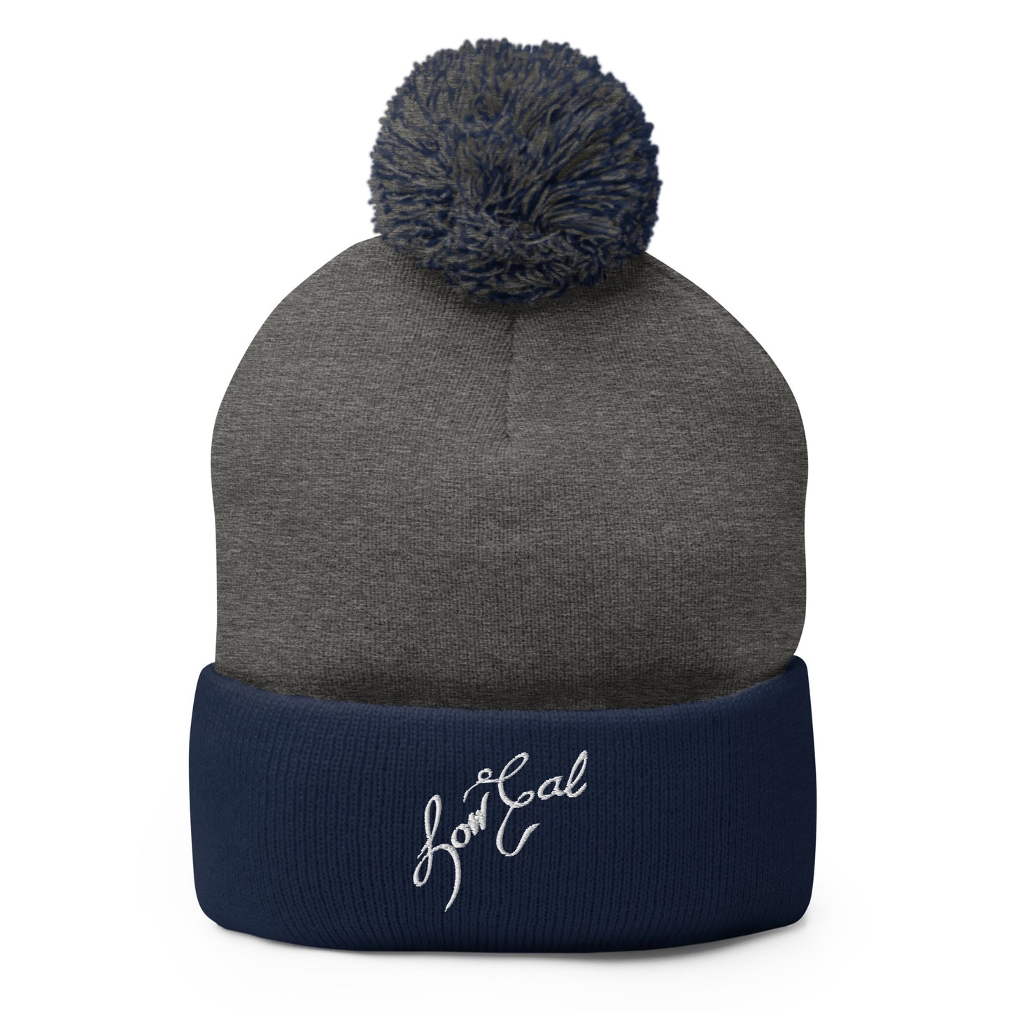 Signature Pom-Pom Beanie White Text
