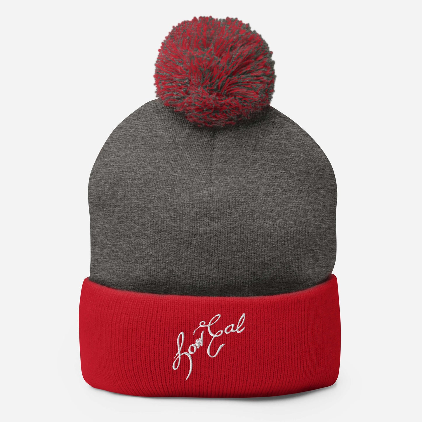 Signature Pom-Pom Beanie White Text