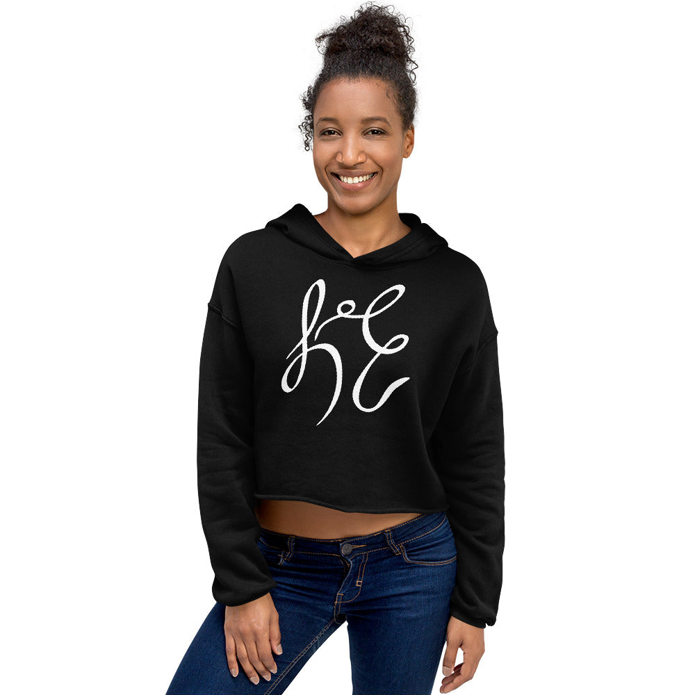 LC Women's Crop Hoodie White Text