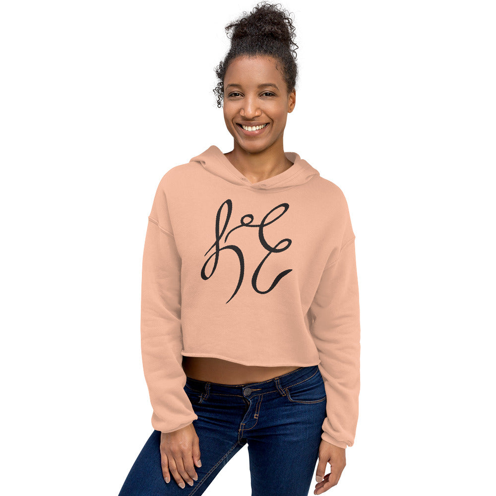 LC Women's Crop Hoodie Black Text