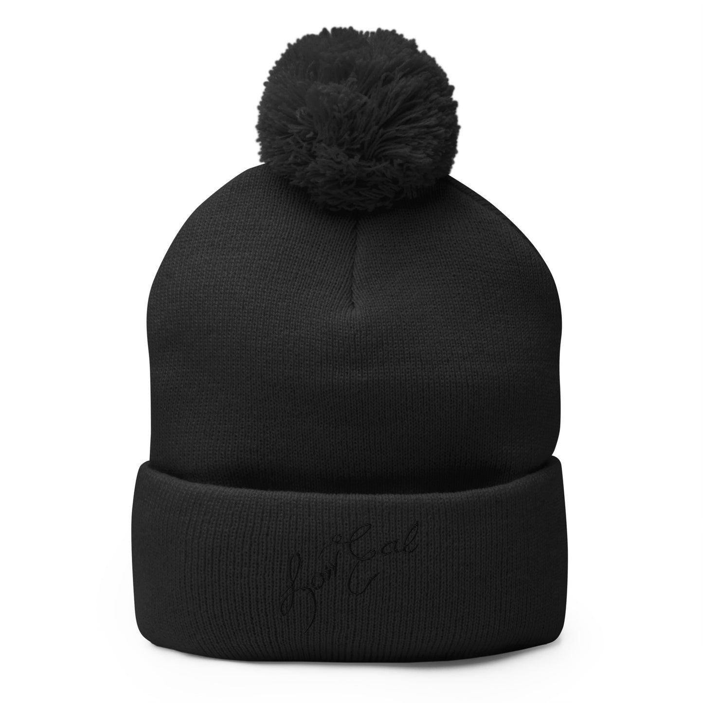 Signature Pom-Pom Beanie Black Text