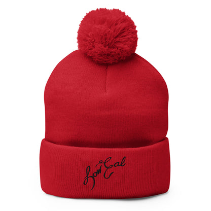 Signature Pom-Pom Beanie Black Text